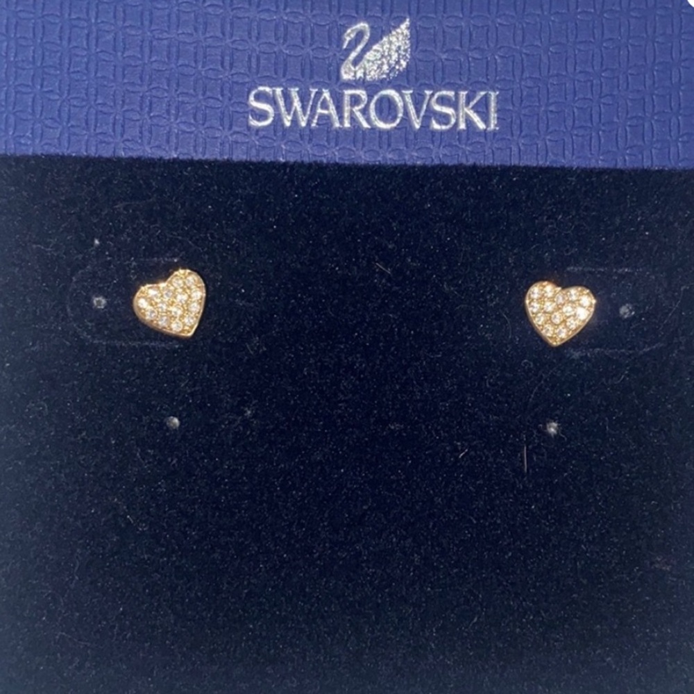 New! Swarovski Gold Heart Crystal Earrings